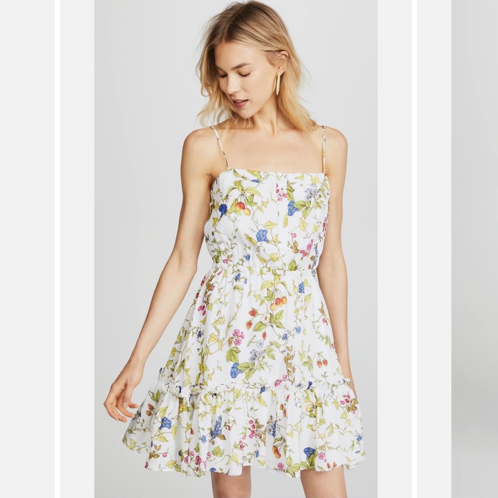 Milly Floral Mini Dress - White and Multicolor